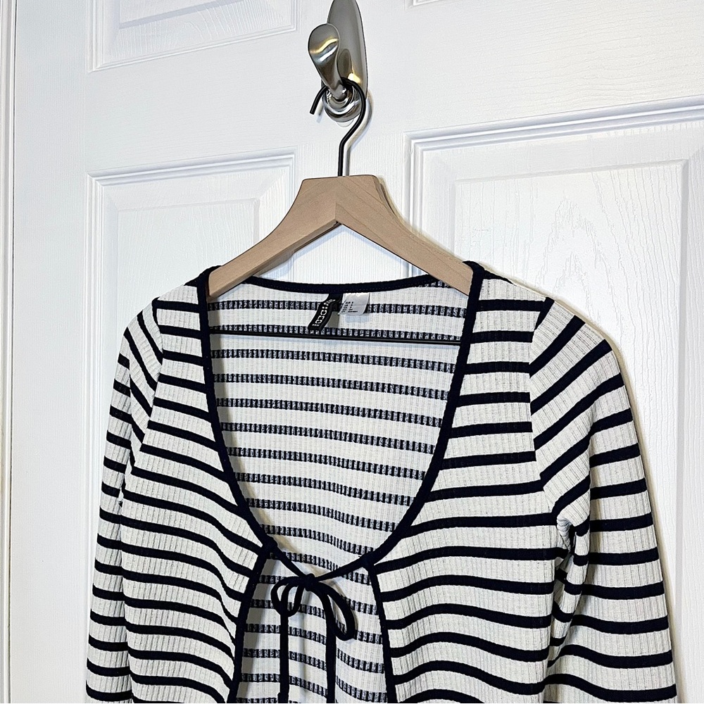 ✧･ﾟstriped open-front cardigan